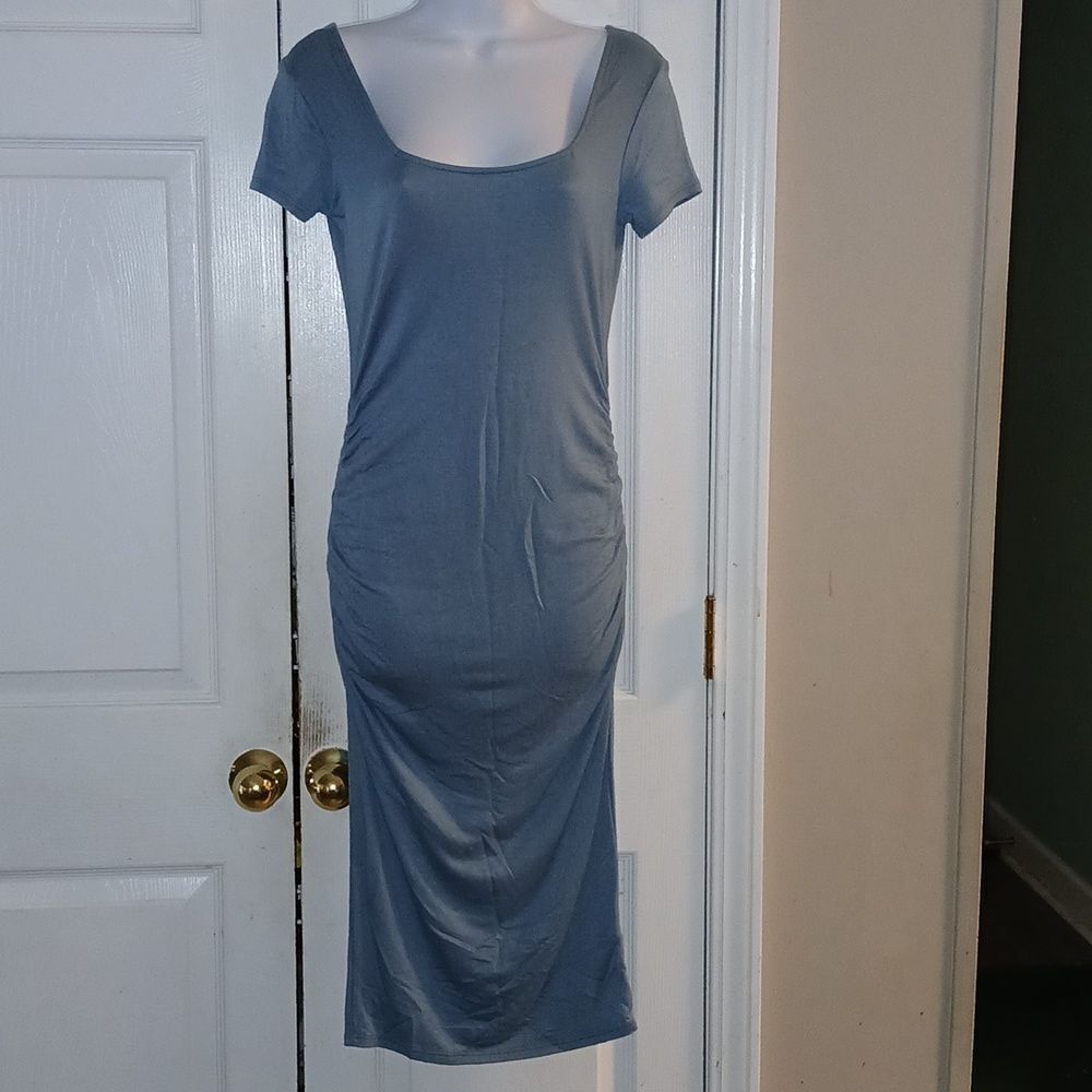 Anistar country blue super soft  long bodycon dress maxi sexy Sz S NWOT